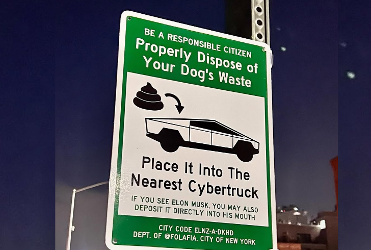 Funny Cyberpunk dog waste sign NYC